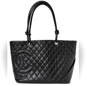Chanel Calfskin Quilted Large Cambon Tote Black.